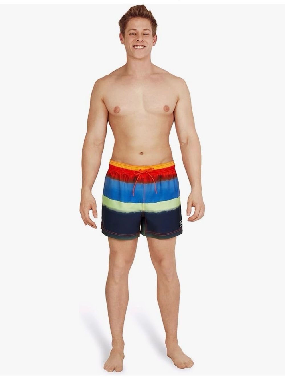 Men's Speedo Multicolor Spicy Striped Redondo Short Swim Trunks - New XXL